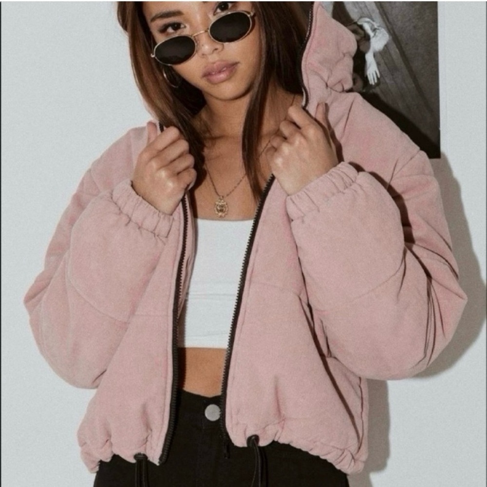 Princess polly corduroy puffer jacket dusty pink